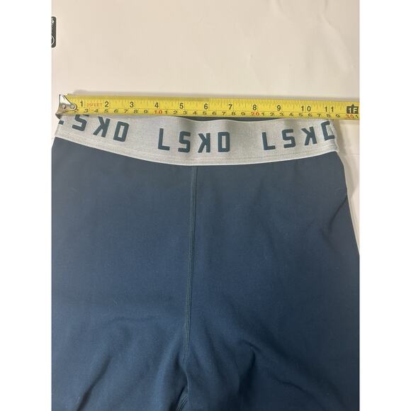 LSKD Mid Tight Short Women Size Xs Dark Green Embossed Logo Excellent Mint Cond - Picture 4 of 6